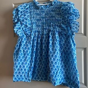 Oliphant 100% cotton ruffle short sleeve top, with tags.